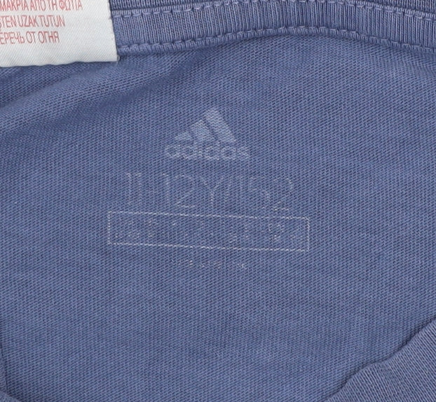 Adidas Boys Blue Graphic Logo T-Shirt Short Sleeve Size 10 Years