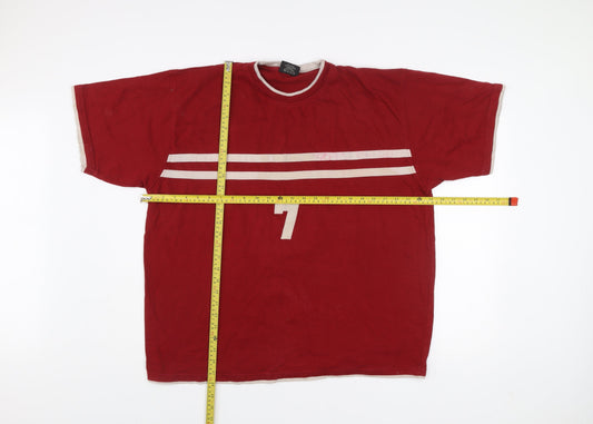 CS Active Men’s Red XL Sports Striped Cotton T-Shirt