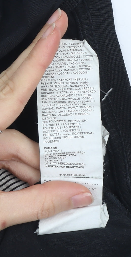 Puma Boys Black Graphic Logo T-Shirt 14 Years Short Sleeve Cotton Blend