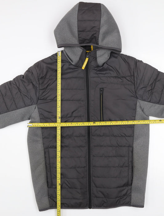 Jack & Jones Men’s XL Black Grey Hooded Puffer Jacket Casual
