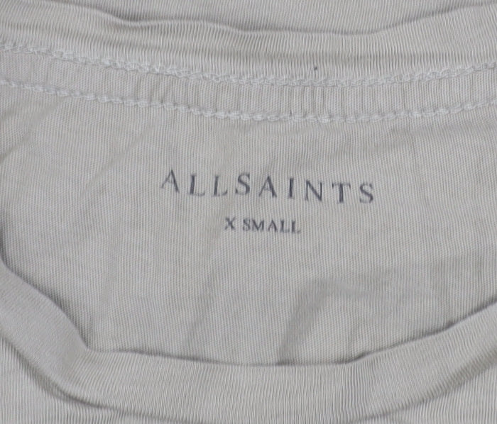 AllSaints Men's Beige XS Slim Fit Cotton Crew Neck T-Shirt