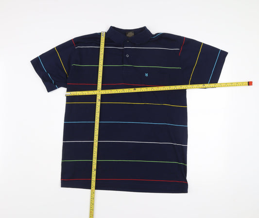Hugo Samuel Men’s Blue Striped Cotton Polo Shirt XL