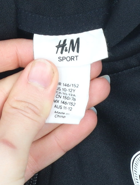 Additional view of H&M boys’ black 11-12 years track jacket hooded full zip sport activewear