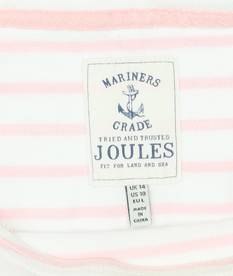 Joules Womens Multicoloured Stripe Cotton 3/4 Sleeve T-Shirt UK 14