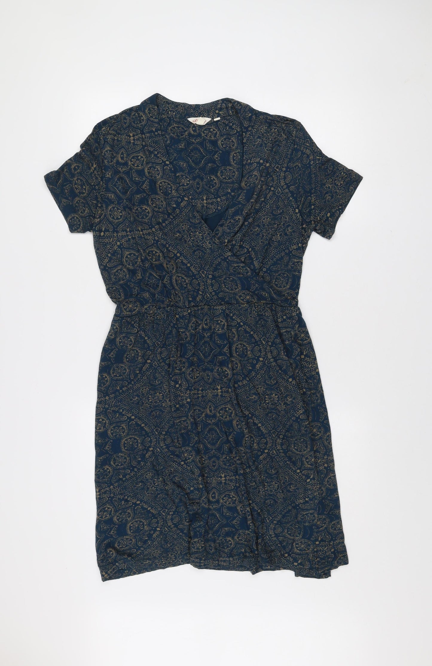 Fat Face Women’s Blue Paisley Wrap Dress Size 12 Viscose Casual Boho