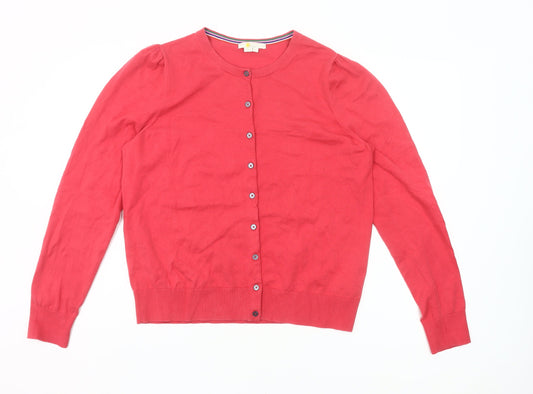 Boden Women’s Red Crew Neck Long Sleeve Cotton Cardigan Size L