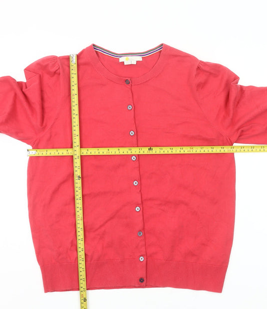 Boden Women’s Red Crew Neck Long Sleeve Cotton Cardigan Size L