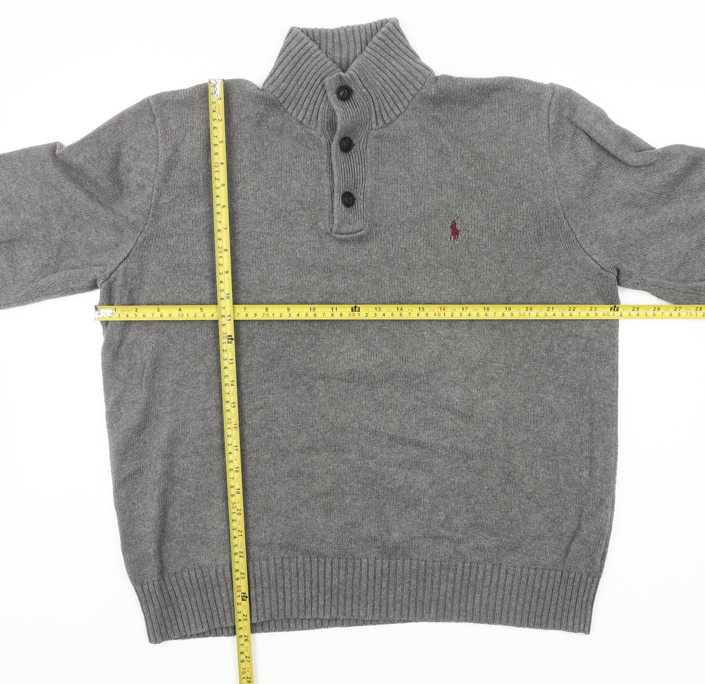 Polo Ralph Lauren Men’s Grey XL Cotton Henley Mock Neck Jumper