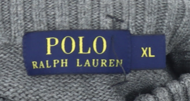 Polo Ralph Lauren Men’s Grey XL Cotton Henley Mock Neck Jumper