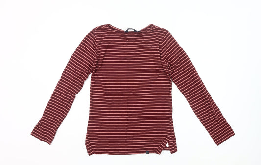Regatta Womens Red Striped Cotton Long Sleeve T-Shirt UK 10