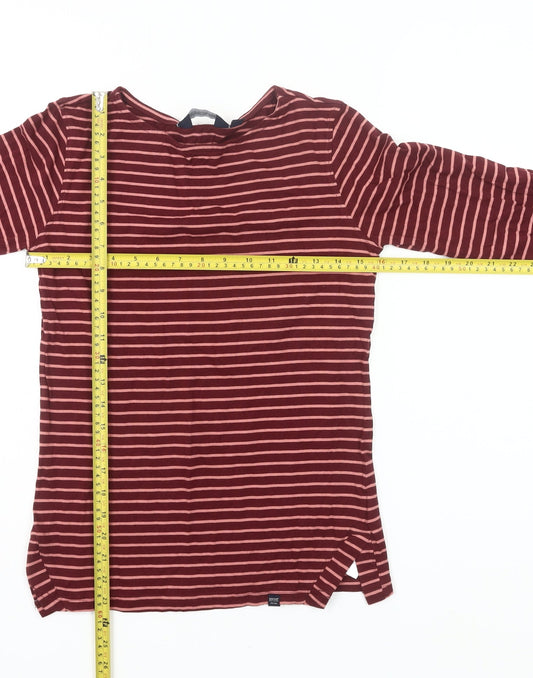 Regatta Womens Red Striped Cotton Long Sleeve T-Shirt UK 10