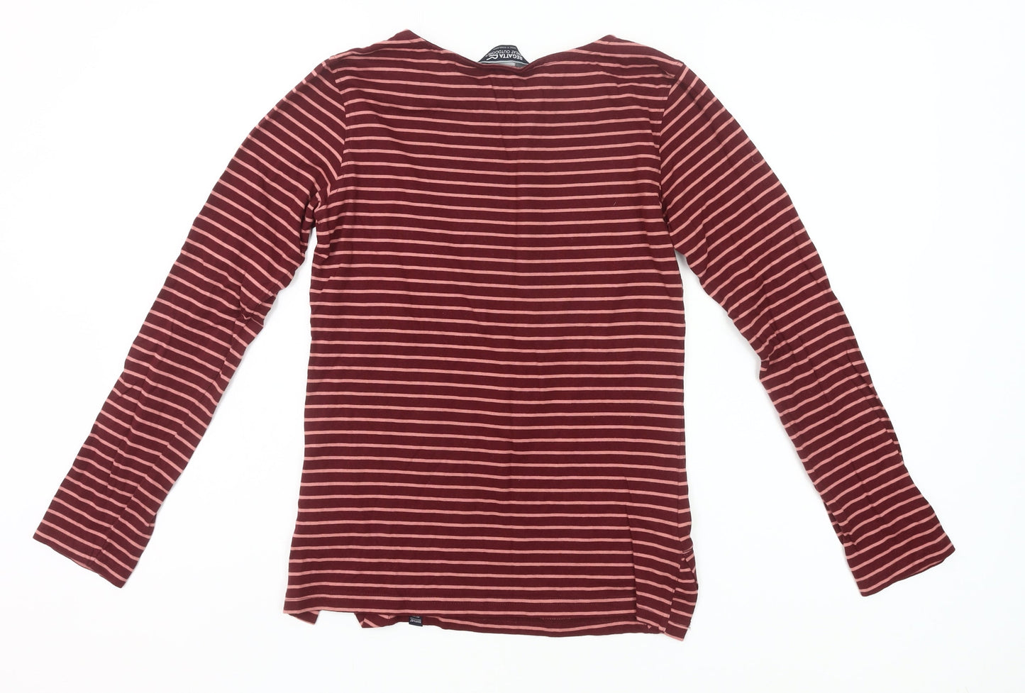 Regatta Womens Red Striped Cotton Long Sleeve T-Shirt UK 10
