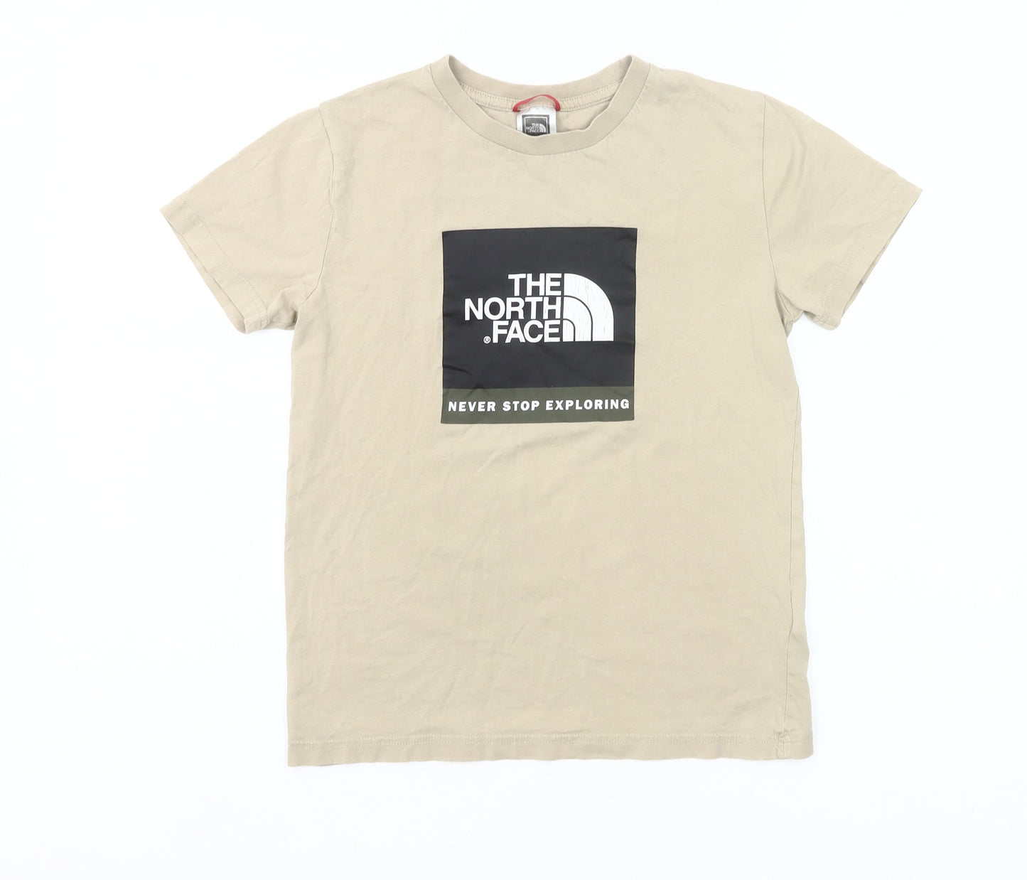 The North Face Boys Beige Graphic Logo Cotton T-Shirt Size L Youth