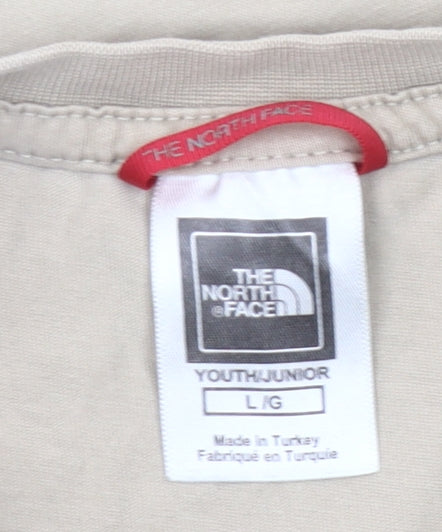The North Face Boys Beige Graphic Logo Cotton T-Shirt Size L Youth