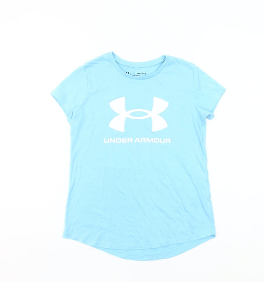 Under Armour Boys Blue Logo T-Shirt Size 10 Years Short Sleeve Activewear