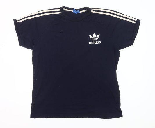 Adidas Mens Blue XL Crew Neck Short Sleeve Logo Sports T-Shirt