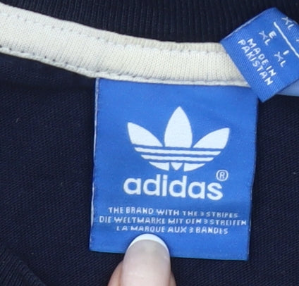 Adidas Mens Blue XL Crew Neck Short Sleeve Logo Sports T-Shirt