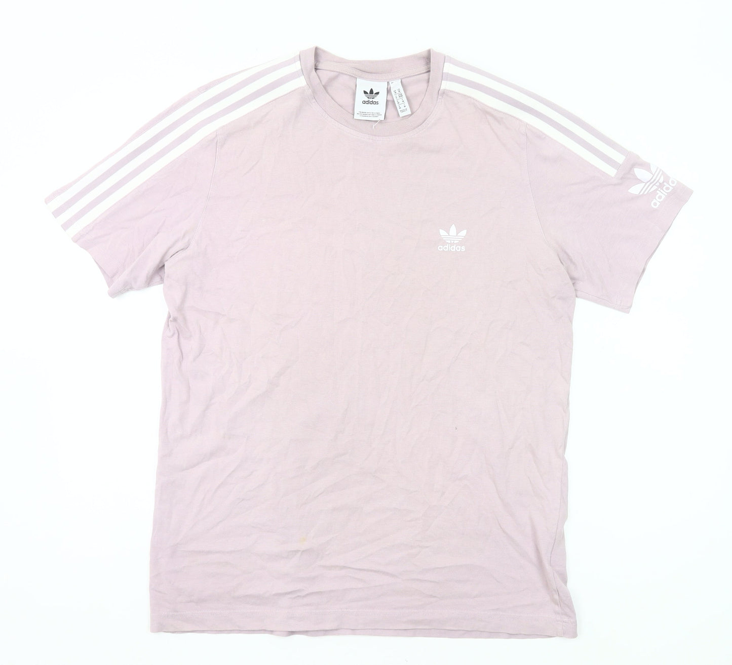Adidas Womens Pink Cotton T-Shirt UK M Casual Crew Neck Short Sleeve
