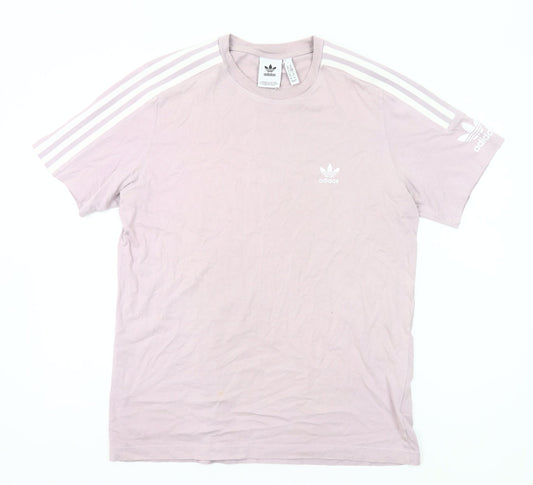 Adidas Womens Pink Cotton T-Shirt UK M Casual Crew Neck Short Sleeve