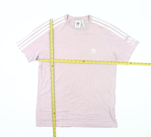 Adidas Womens Pink Cotton T-Shirt UK M Casual Crew Neck Short Sleeve