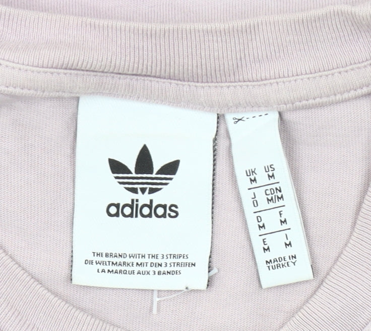 Adidas Womens Pink Cotton T-Shirt UK M Casual Crew Neck Short Sleeve