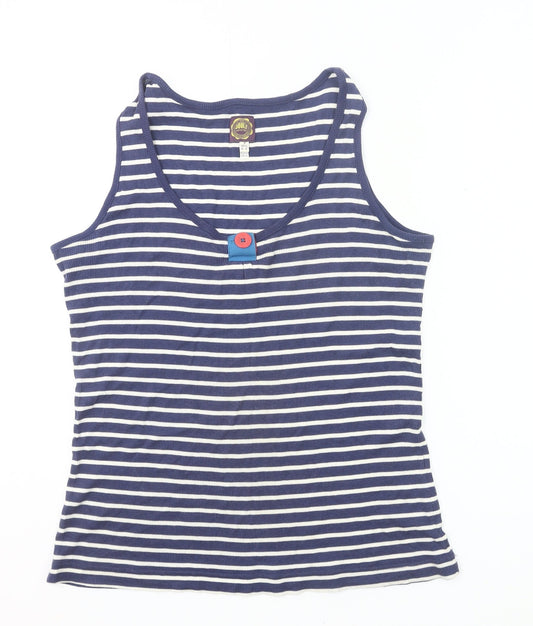 Joules Womens Blue Striped Tank Top Size 16 Cotton Modal Nautical