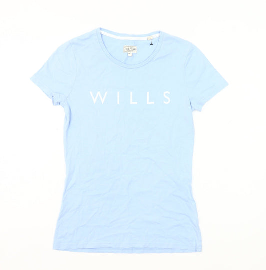 Jack Wills Womens Blue Size 8 Slim Fit Cotton Crew Neck T-Shirt