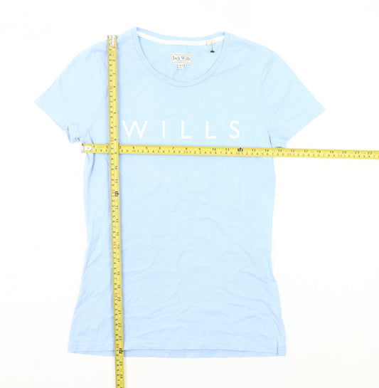 Jack Wills Womens Blue Size 8 Slim Fit Cotton Crew Neck T-Shirt