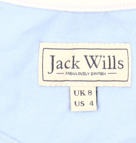 Jack Wills Womens Blue Size 8 Slim Fit Cotton Crew Neck T-Shirt