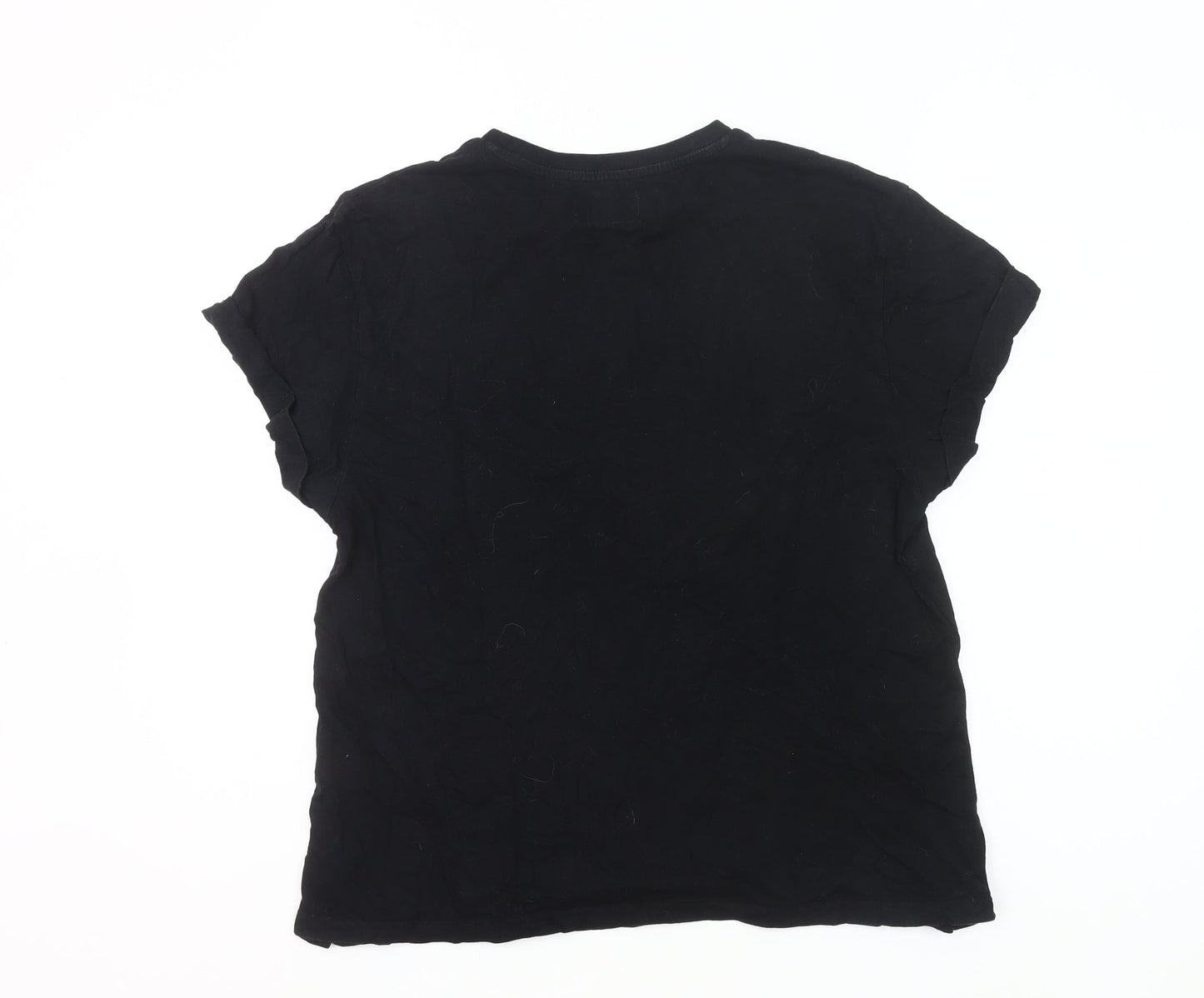Barbour Women’s Black Logo T-Shirt UK 14 Short Sleeve Cotton