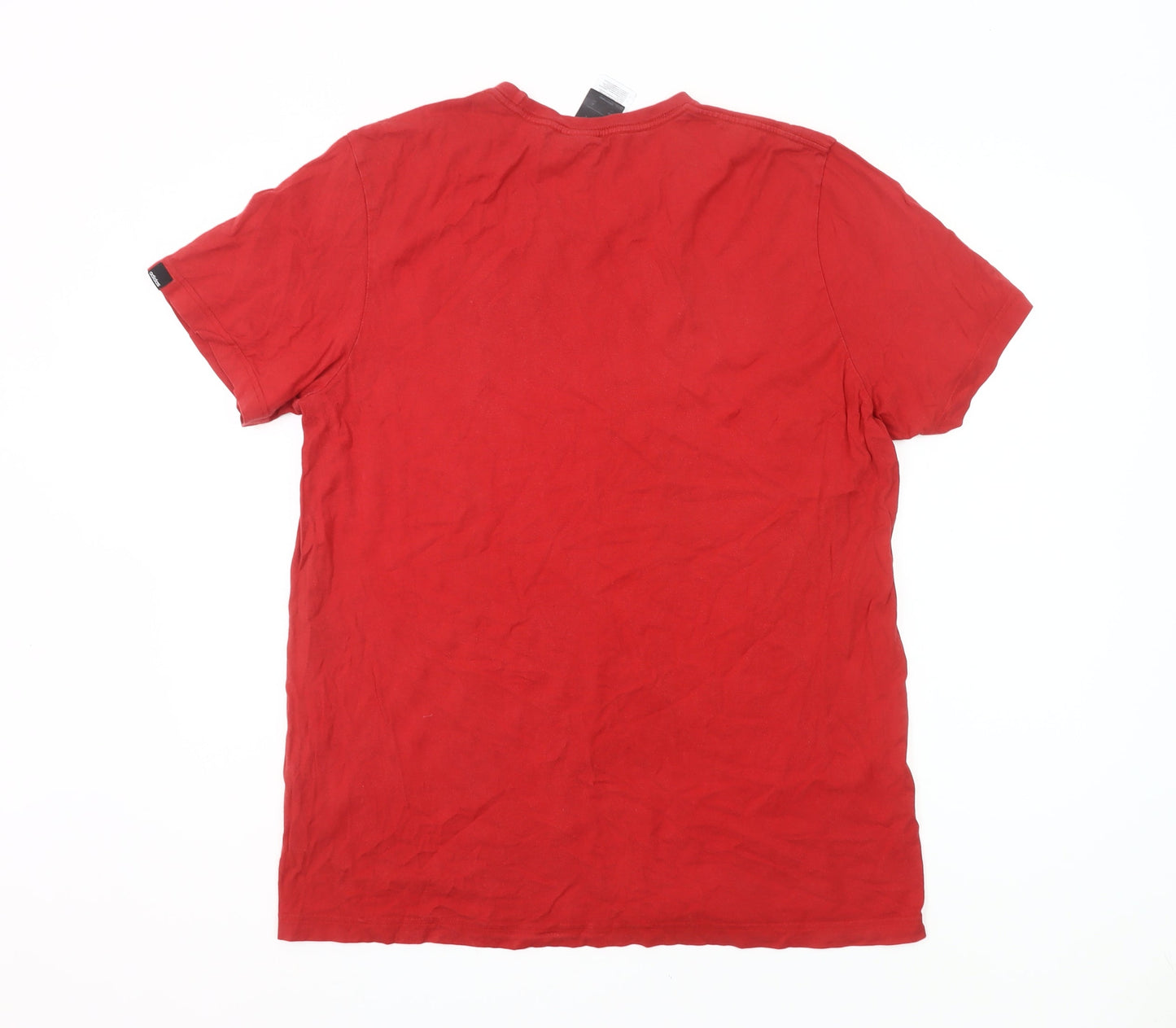 Adidas Men’s Red Cotton Logo T-Shirt Size L Short Sleeve Crew Neck
