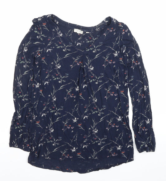 Fat Face Womens Blue Floral Viscose Tunic Blouse Size 12