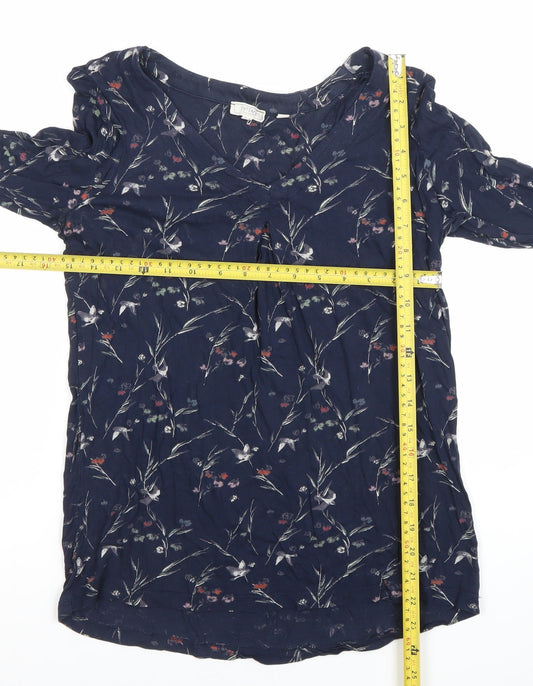 Fat Face Womens Blue Floral Viscose Tunic Blouse Size 12