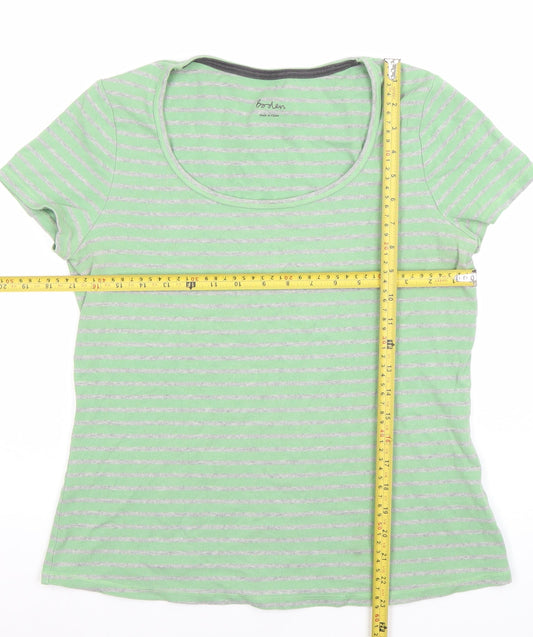 Boden Women’s Green Striped Short Sleeve T-Shirt Size 12