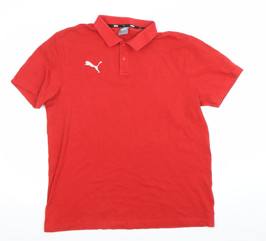 Puma Men’s Red Polo Shirt L Personal Trainer Logo Cotton Blend
