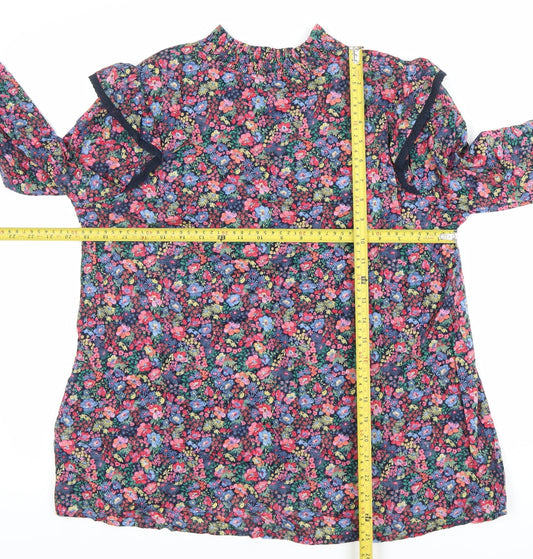 Joules Womens Multicoloured Floral Ruffle Long Sleeve Blouse UK 12