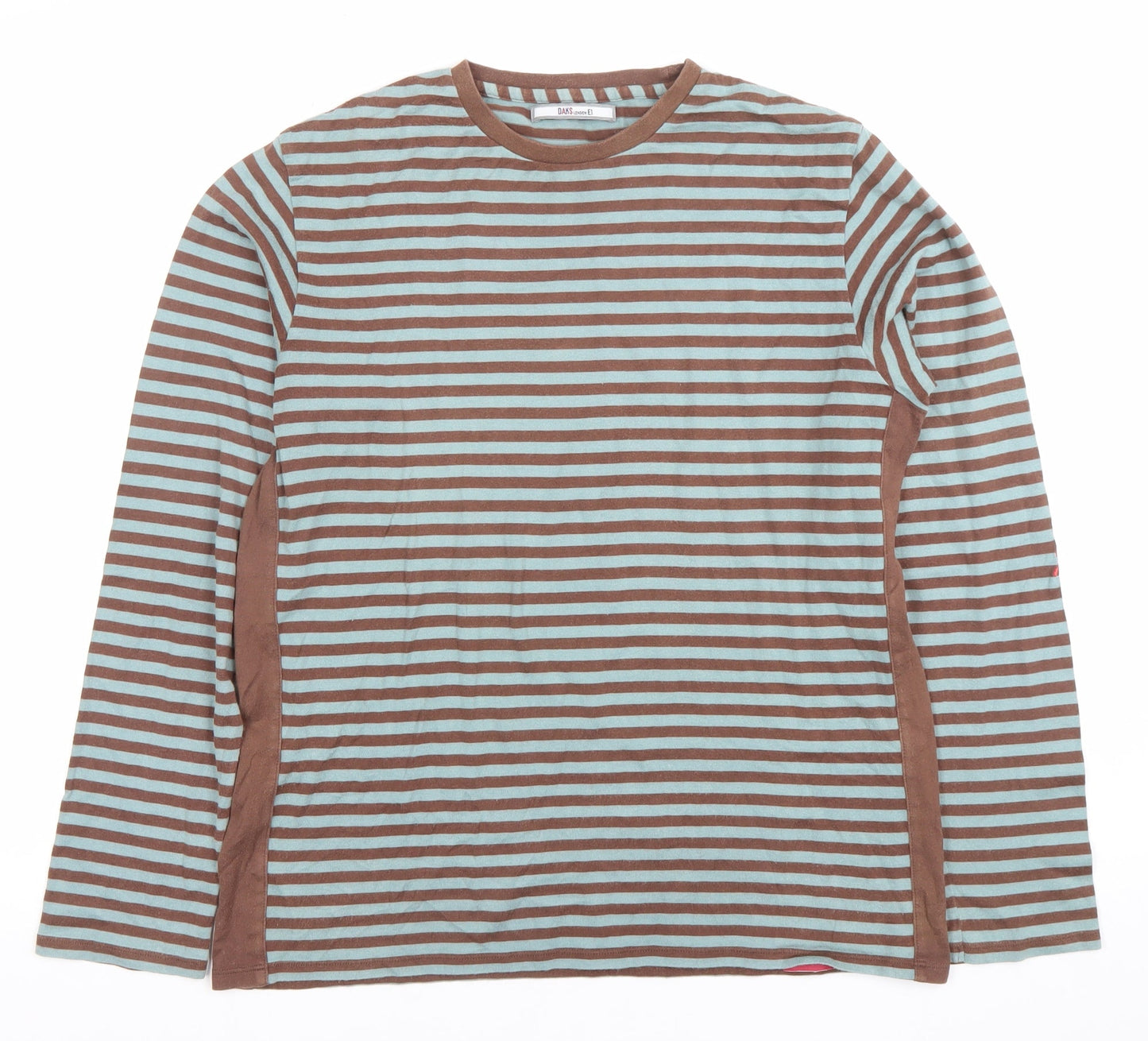 DAKS Women’s Brown Blue Striped Cotton Long Sleeve T-Shirt L