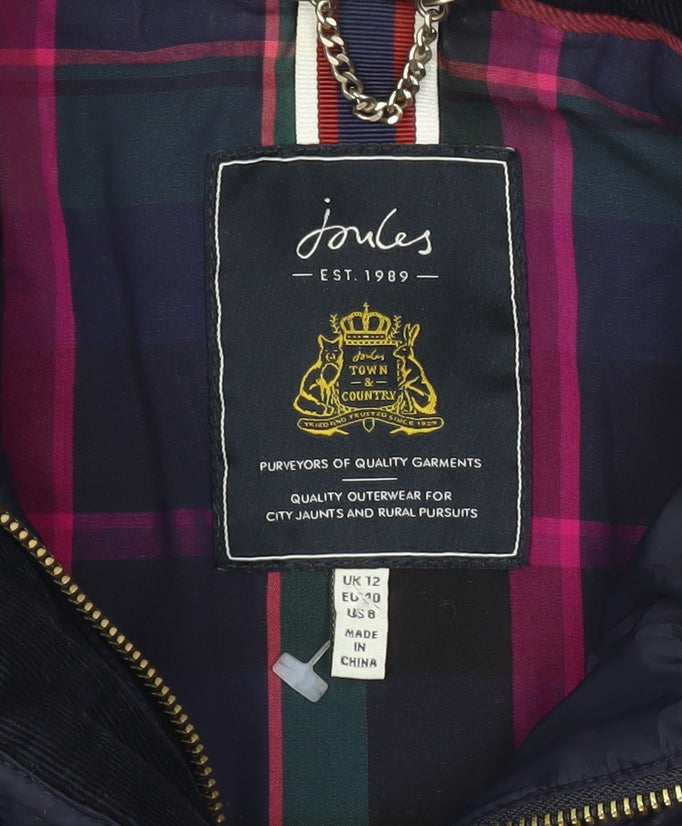 Joules Womens Blue Quilted Mid-Length Jacket Size 12