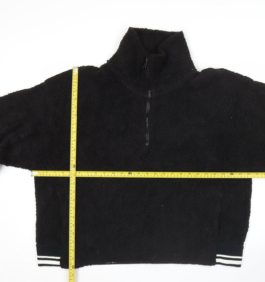 Champion Mens Black Fleece Sweatshirt Medium 1/2 Zip High Neck