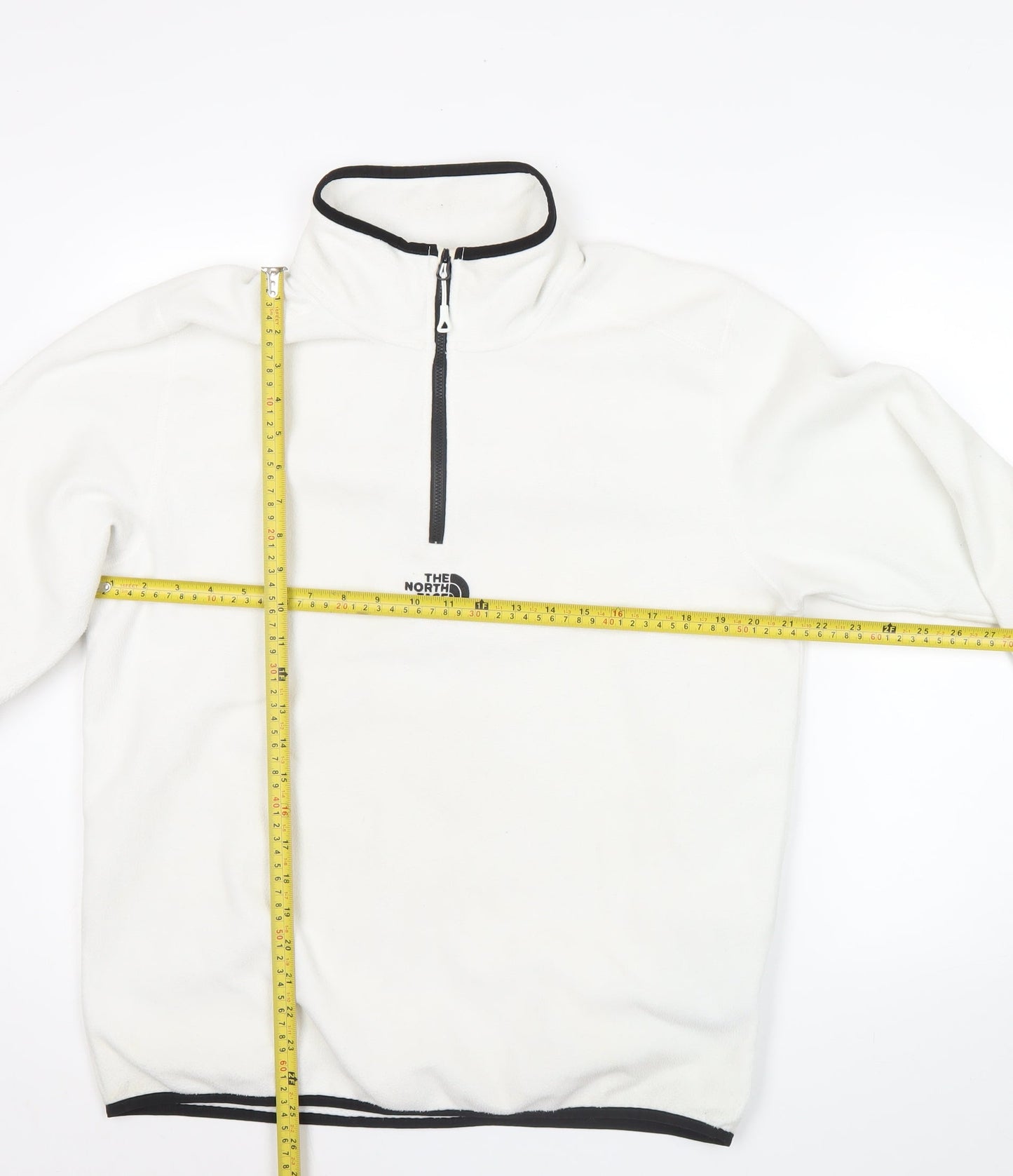 The North Face Men’s White Fleece Sweatshirt M 1/4 Zip Pullover