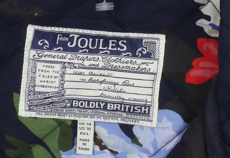 Joules Womens Blue Quilted Mid-Length Jacket Size 14