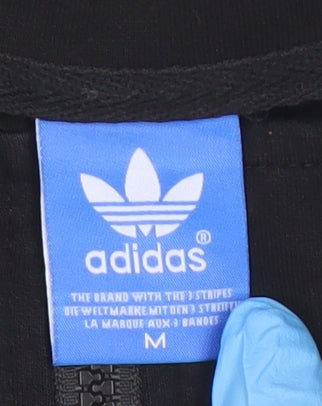Adidas Men’s Black Track Jacket Medium Full Zip 3-Stripes Sportswear
