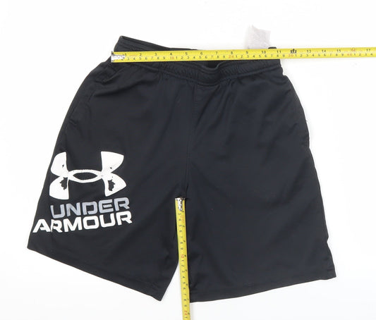 Under Armour Boys Black L Athletic Sports Shorts Elastic Waist
