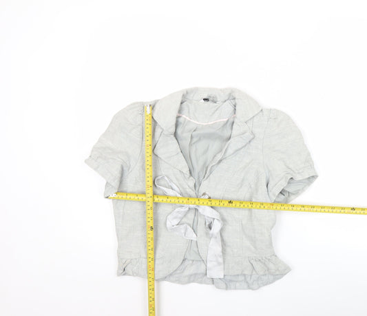 New Look Women’s Grey Linen Blend Cropped Blazer UK 14