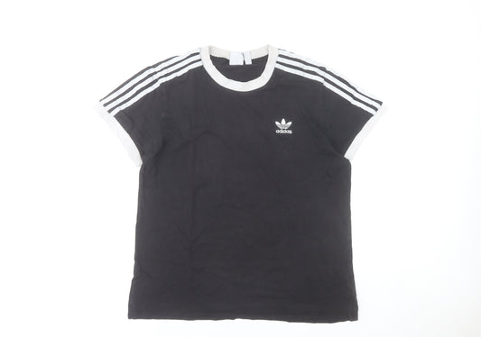 Adidas Womens Black Size 12 Cotton Crew Neck Short Sleeve T-Shirt