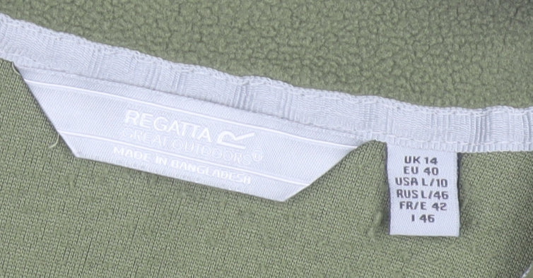 Regatta Women’s Green Fleece Sweatshirt UK 14 1/2 Zip Outdoor Hiking