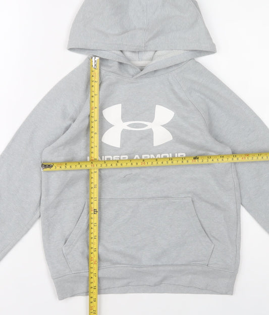 Under Armour Boys Grey Pullover Hoodie Size 8 Years Logo Sportswear