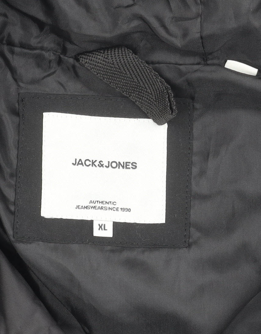 Jack & Jones Mens Black XL Hooded Windbreaker Jacket