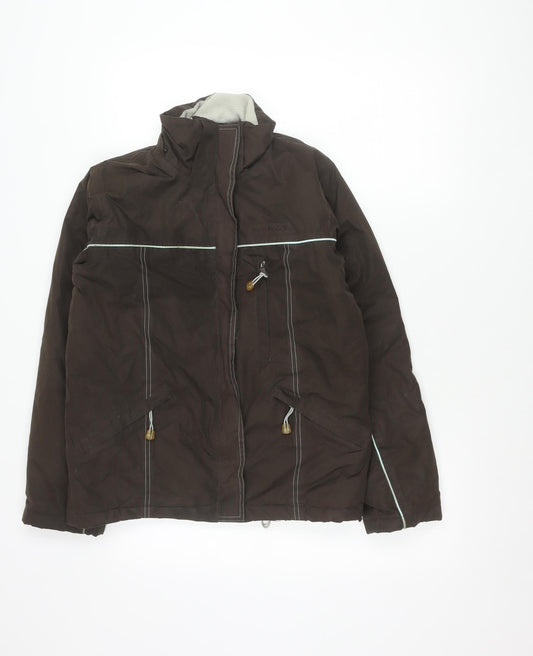 Trespass Women’s Brown Waterproof Parka Jacket Size S Fleece Lined