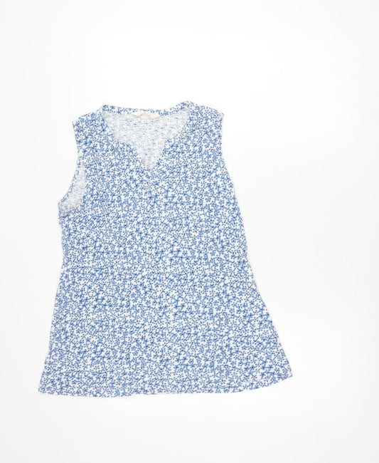 Seasalt Cornwall Women’s Blue Floral Organic Cotton Tank Top UK 12